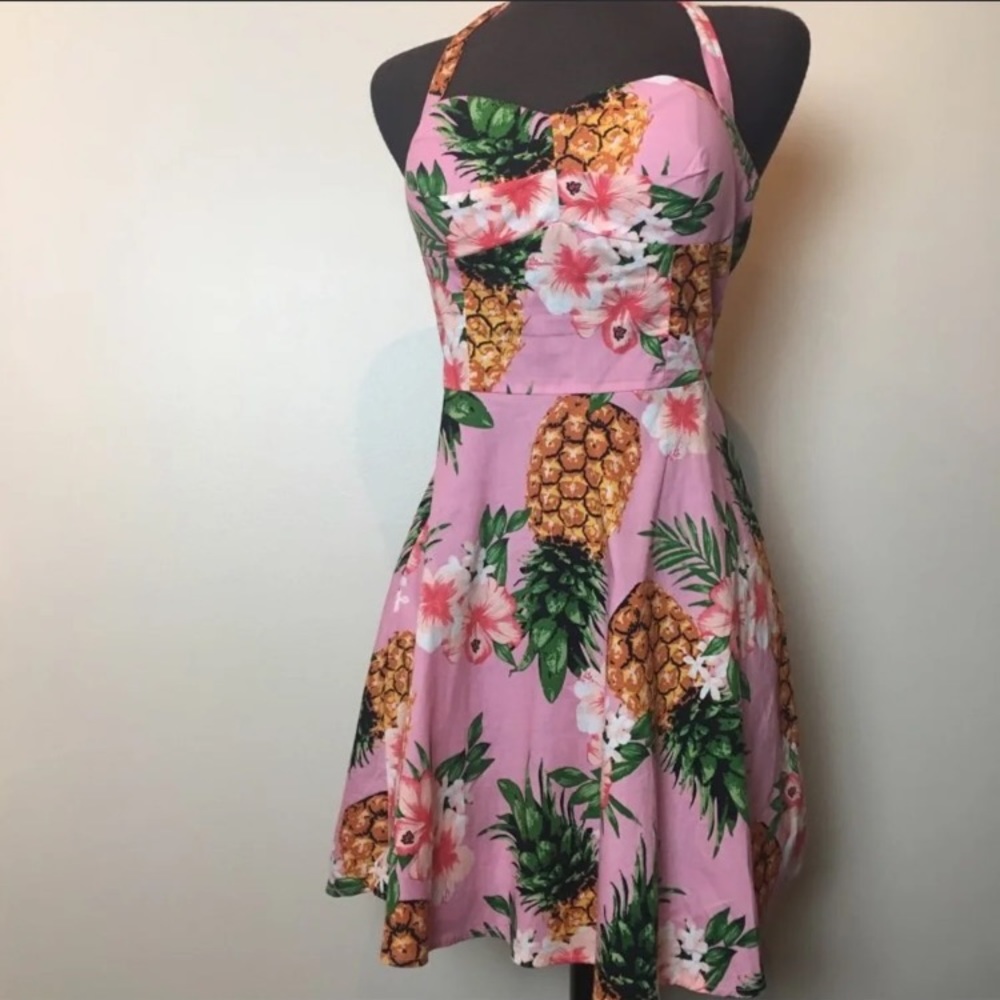 Emerald Sundae Pineapple Halter Dress Medium